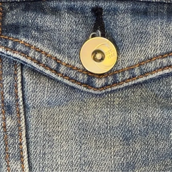 Est1946 Denim Womens Jean Jacket Long Sleeve Collared Button Down L - Picture 11 of 16
